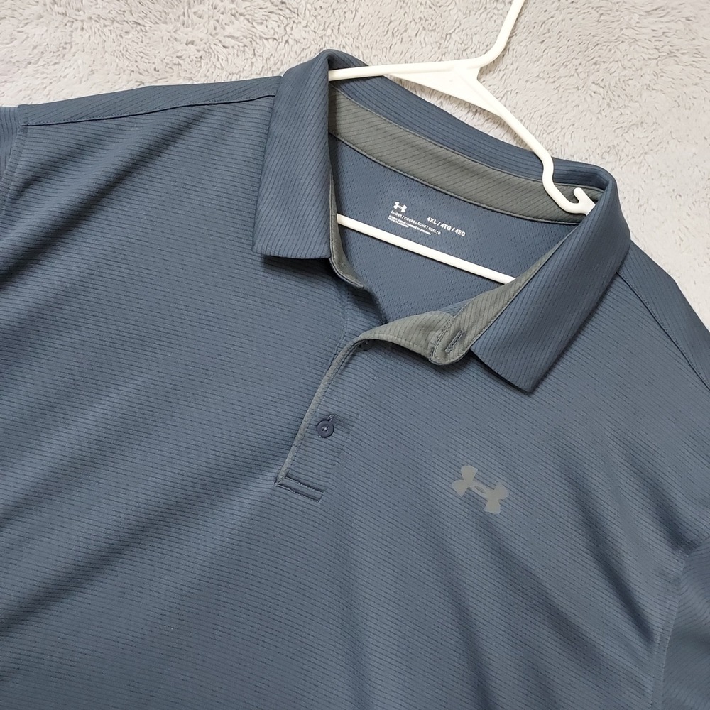 Under Armour Polo Shirt Men 4XL Loose Fit Short Sleeve Textured Blue Preppy Golf